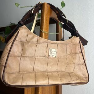 Vintage Dooney & Bourke Beige Croc-Embossed Shoulder Bag